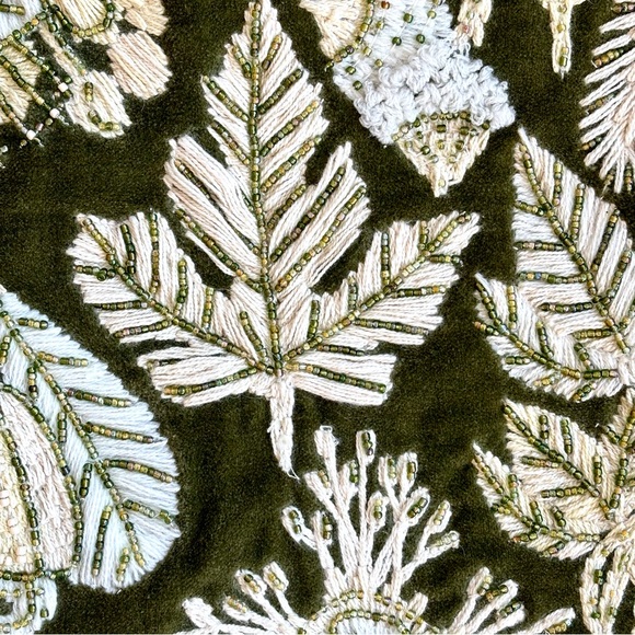 Anthropologie Handcrafted Embroidery Beaded Fringed Tote Bag Velour Wool Boho - Picture 7 of 16